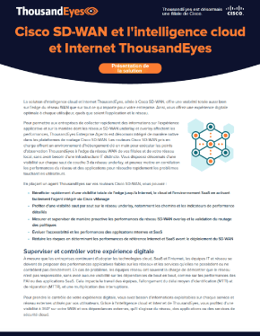 Avec Cisco SD-WAN et ThousandEyes, vous pouvez identifier la cause première des perturbations des applications et du réseau